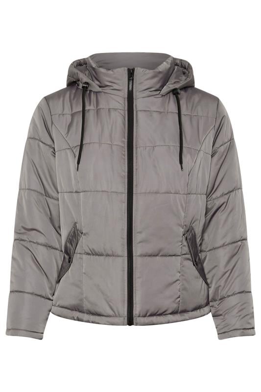 YOURS Curve Grey Boxy Short Padded Coat | Yours Clothing 7