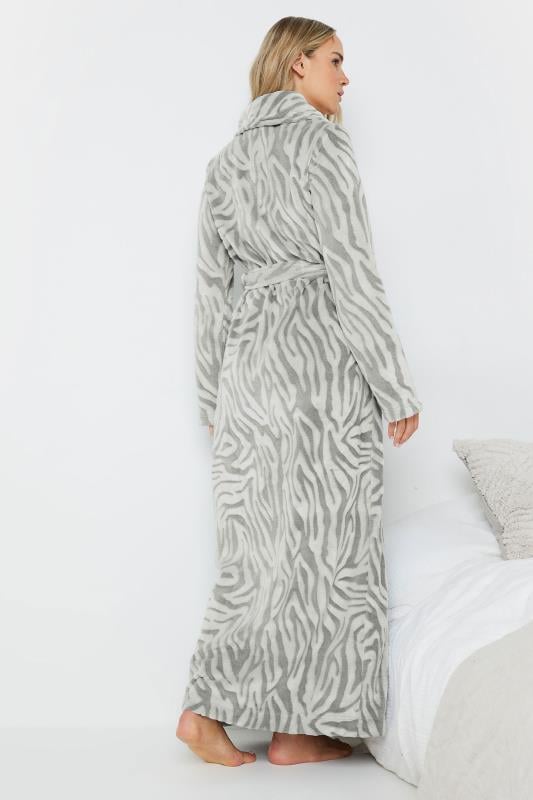 LTS Tall Grey Zebra Print Dressing Gown | Long Tall Sally 3