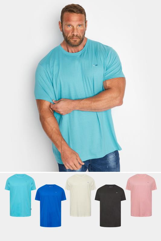 BadRhino Big & Tall 5 Pack Blue & Pink Cotton T-Shirts | BadRhino 1