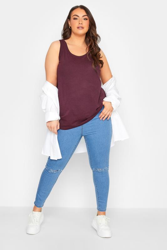 Plus Size Berry Red Marl Vest Top | Yours Clothing 2