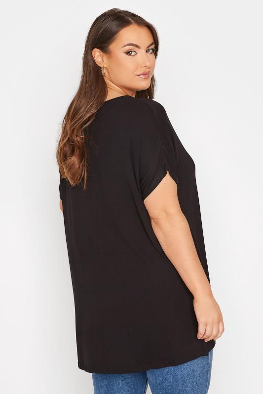 Plus Size Black Grown On Sleeve T-Shirt | Yours Clothing 3