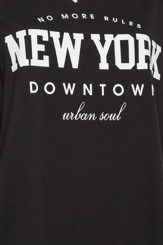 YOURS Plus Size Black 'New York' Slogan V-Neck T-Shirt | Yours Clothing 5