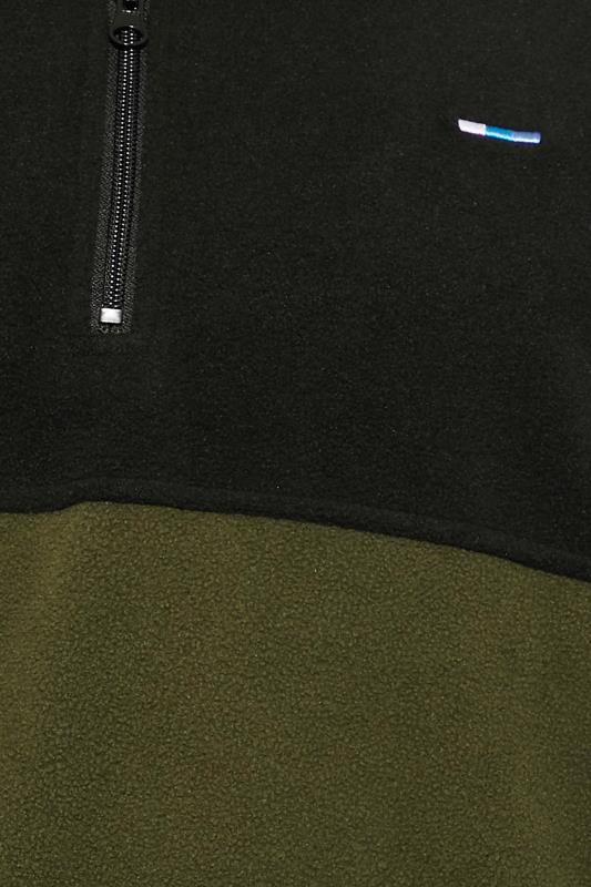 BadRhino Big & Tall Black & Green Quarter Zip Fleece Sweatshirt | BadRhino 2