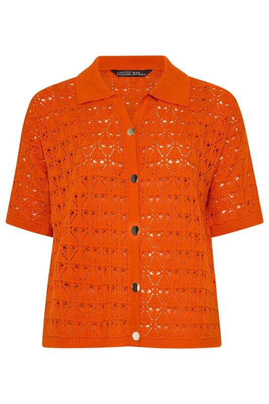 LIMITED COLLECTION Plus Size Orange Crochet Shirt | Yours Clothing 5