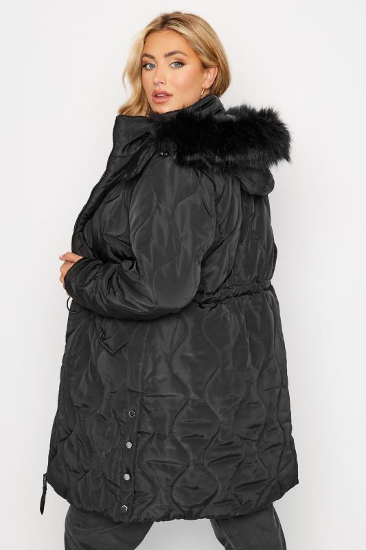 Curve Black Quilted Puffer Coat 3