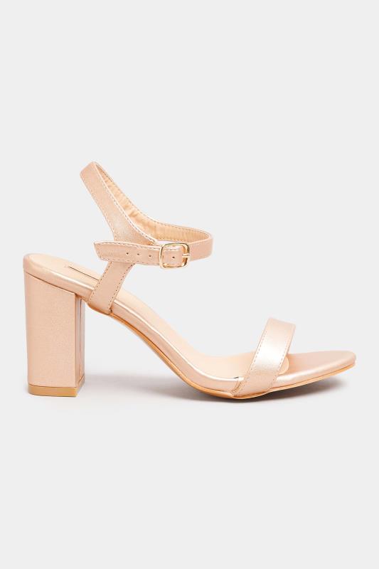 LIMITED COLLECTION Rose Gold Block Heel Sandals In Extra Wide EEE Fit 3