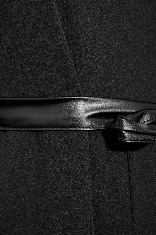 YOURS LONDON Curve Black Leather Look Bow Shoulder Jumpsuit 5