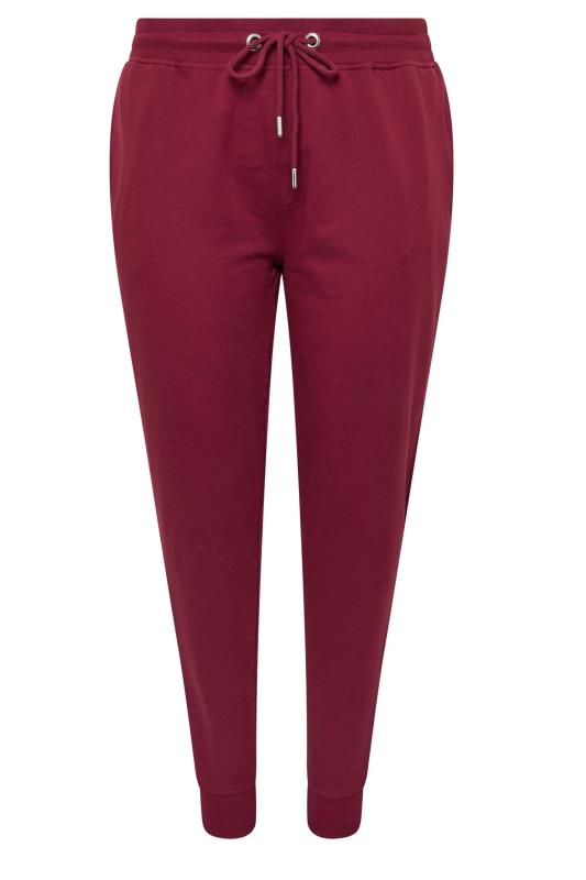 YOURS Plus Size Red Elasticated Cuffed Joggers | Yours Clothing 5