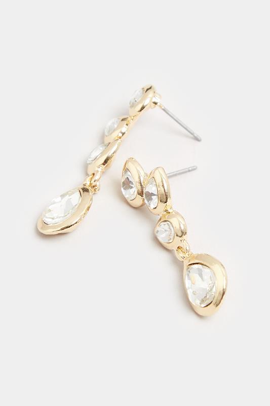 Gold Cluster Diamante Drop Earrings | Yours Clothing 3