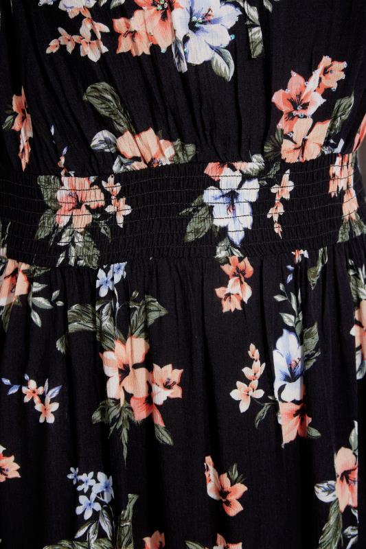 Curve Black Floral Print Bardot Maxi Dress 5