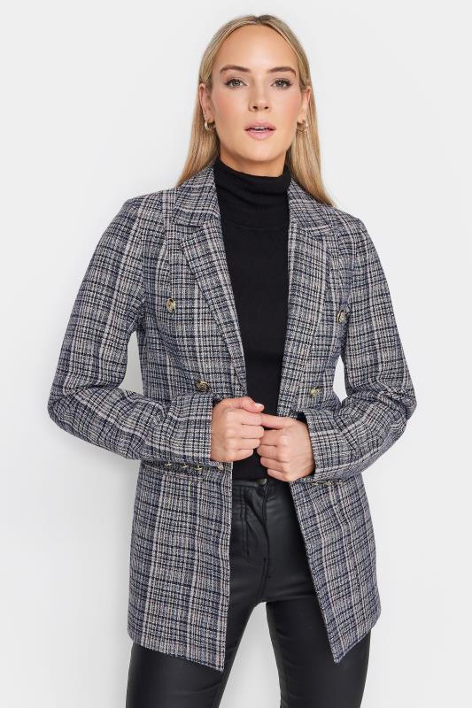  Grande Taille LTS Tall Grey Boucle Button Detail Blazer