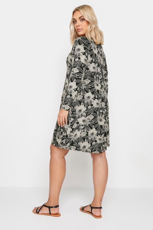 YOURS Plus Size Black Floral Print Swing Dress | Yours Clothing 3