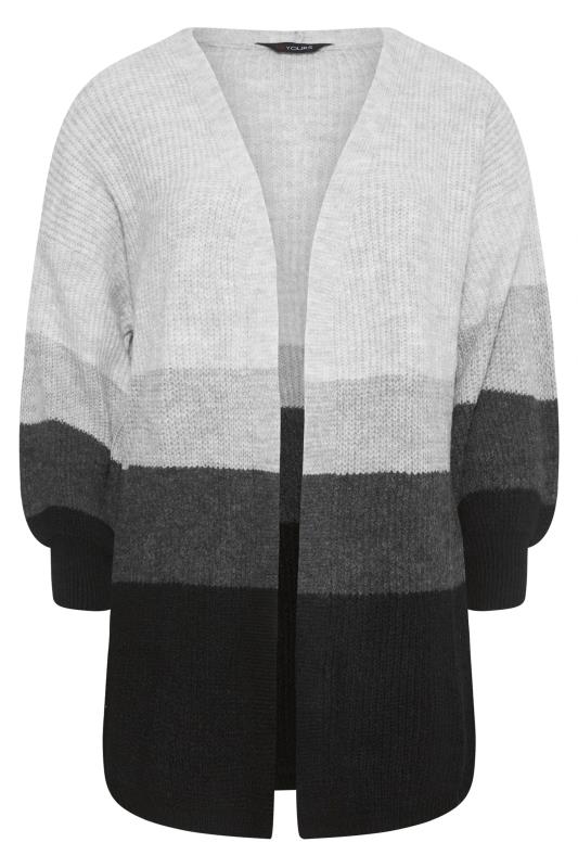 Plus Size Curve Grey Stripe Knitted Cardigan | Yours Clothing 6
