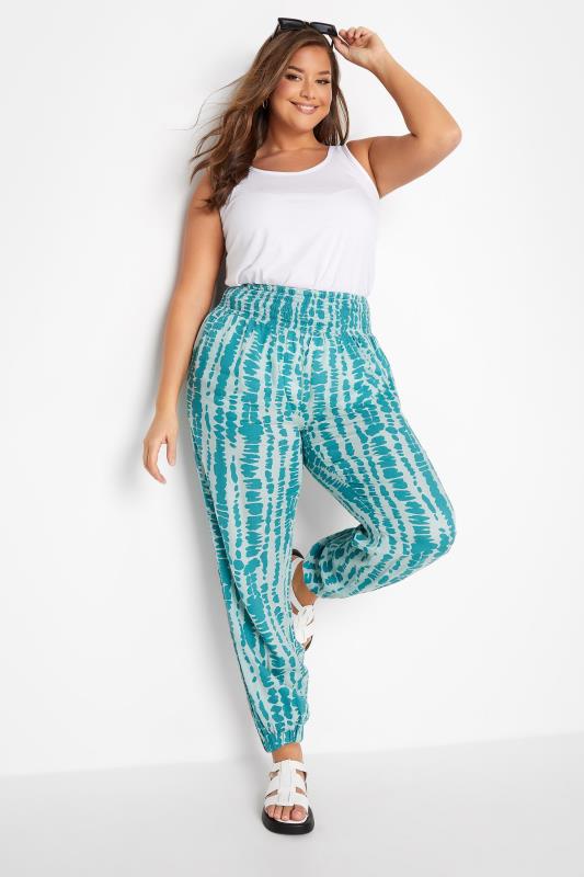Plus Size Green Tie Dye Cuffed Joggers | Yours Clothing 2