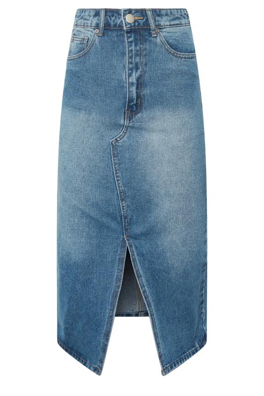 Plus Size  YOURS PETITE Curve Blue Denim Midi Skirt
