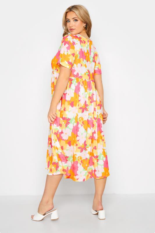 LIMITED COLLECTION Plus Size Pink Floral Print Midaxi Smock Dress | Yours Clothing  3
