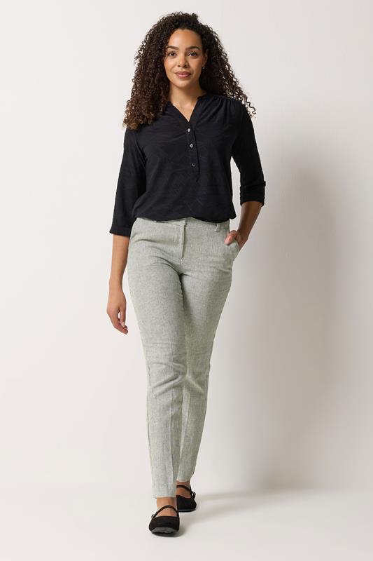 M&Co Grey Stripe Tailored Linen Trousers | M&Co 1