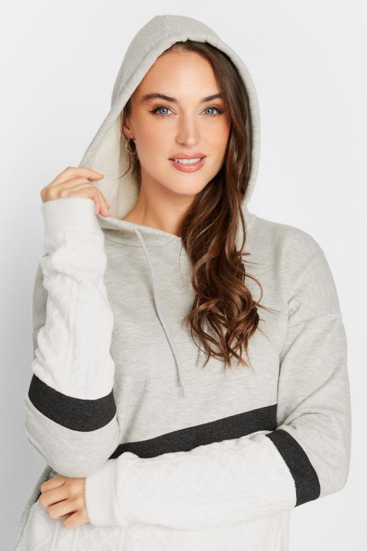 LTS Tall Women's Grey & White Colour Block Knitted Hoodie | Long Tall Sally 4
