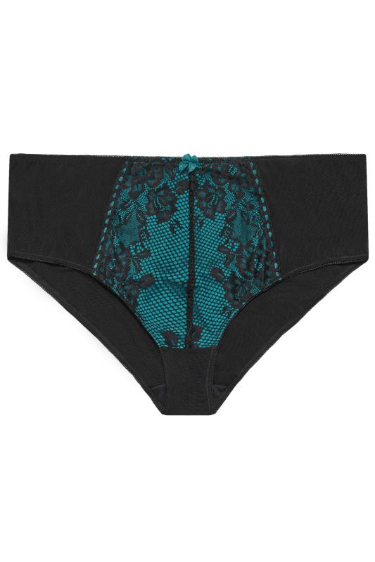 YOURS Curve Teal Blue Lace Insert Full Briefs | Yours Clothing 4