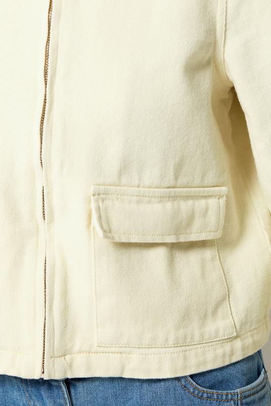 PixieGirl Petite Women's Lemon Yellow Funnel Neck Denim Jacket | PixieGirl 4