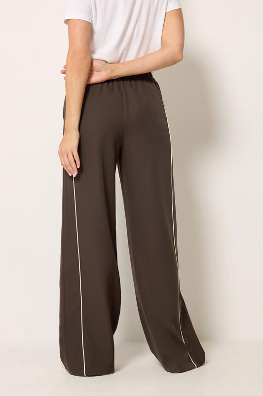 LTS Tall Women's Chocolate Brown Piped Wide Leg Trousers | Long Tall Sally 2