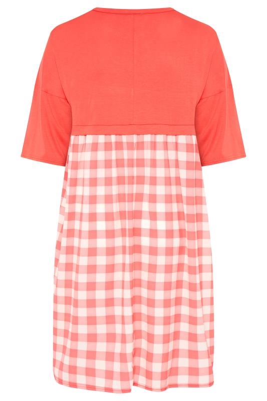 LIMITED COLLECTION Coral Gingham Bubble Crepe Midi Dress_BK.jpg