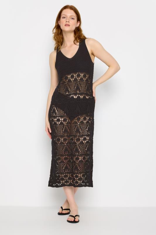  Grande Taille LTS Tall Black Crochet Midi Beach Dress