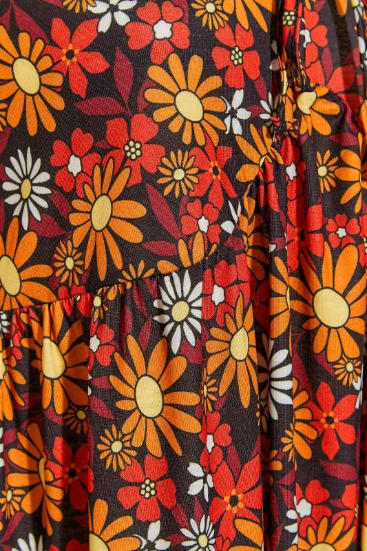 LIMITED COLLECTION Plus Size Orange Retro Floral Print Dress | Yours Clothing 5