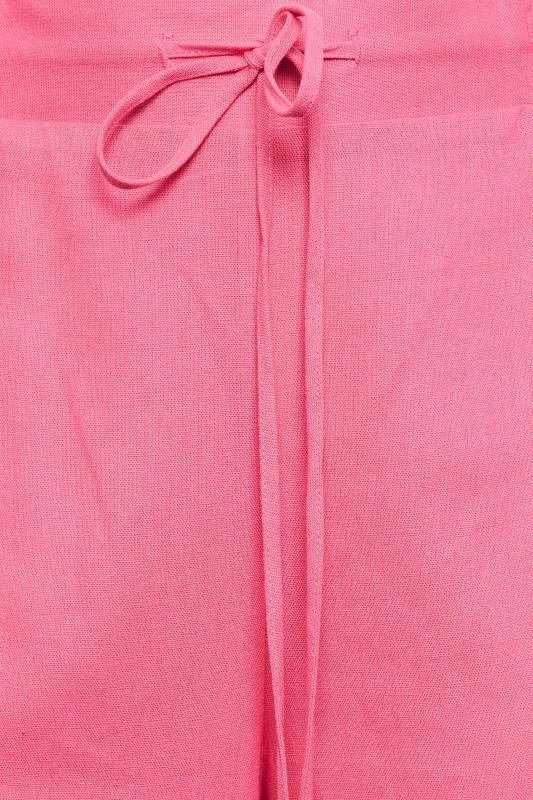 YOURS Curve Plus Size Hot Pink Wide Leg Linen Trousers | Yours Clothing  4