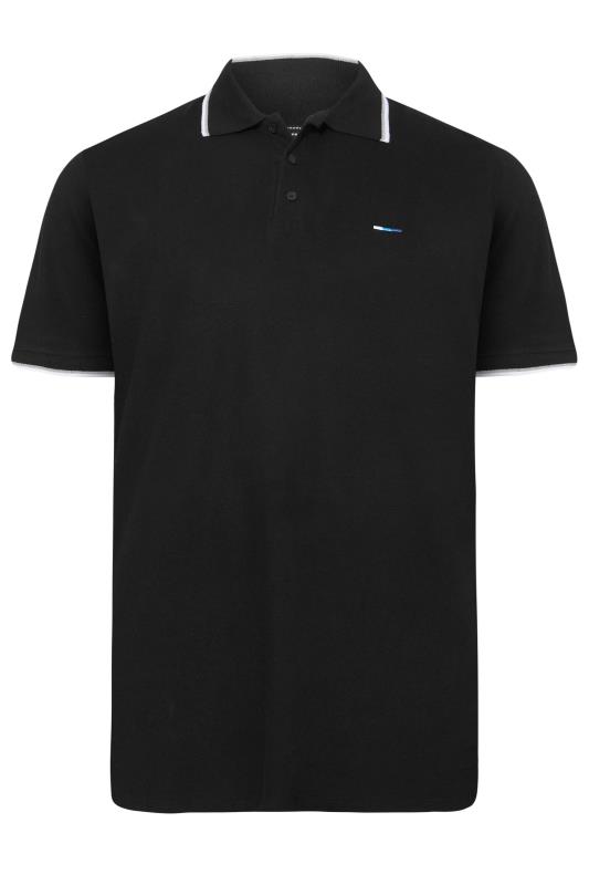 BadRhino Big & Tall Black Essential Tipped Polo Shirt 3