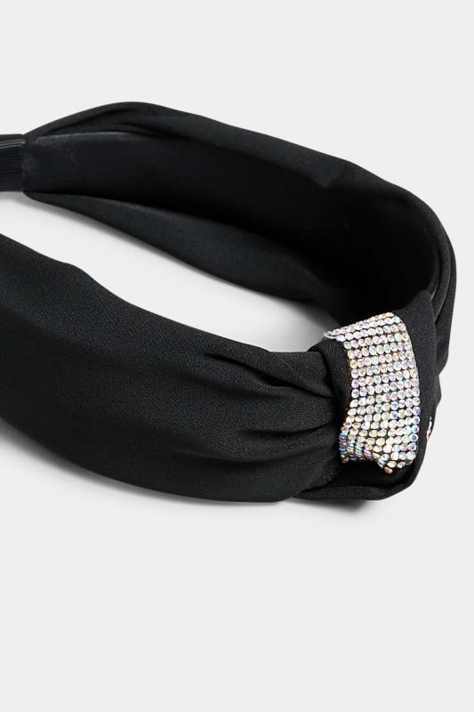Black & Silver Diamante Knot Headband | Yours Clothing  4