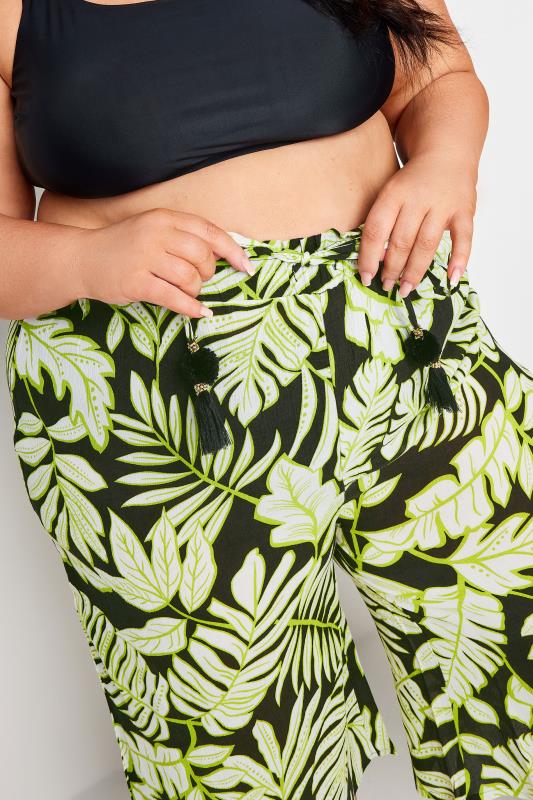 YOURS Plus Size Black & Green Leaf Print Culottes | Yours Clothing 4