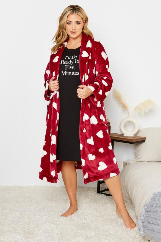 Curve Red Love Heart Dressing Gown 3