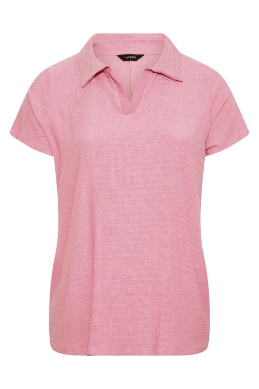 Curve Pink Textured Polo Neck Top 6