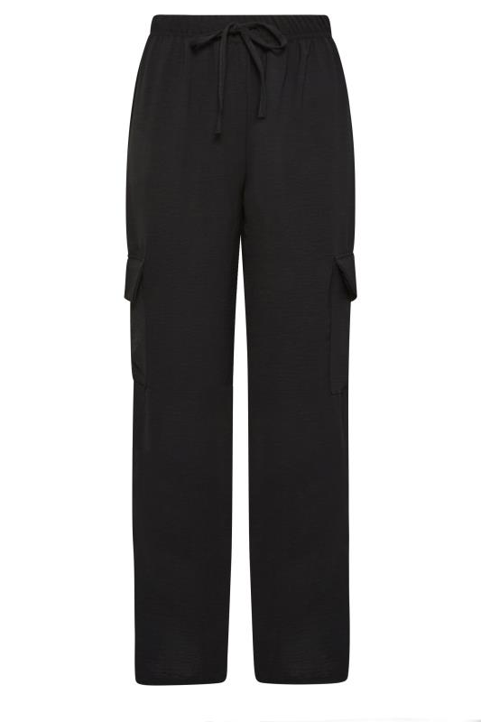 YOURS Plus Size Black Wide Leg Crepe Cargo Trousers | Yours Clothing 5