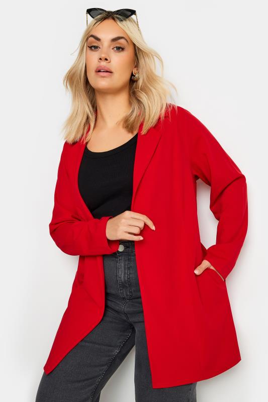 YOURS Plus Size Red Pocket Blazer | Yours Clothing 1