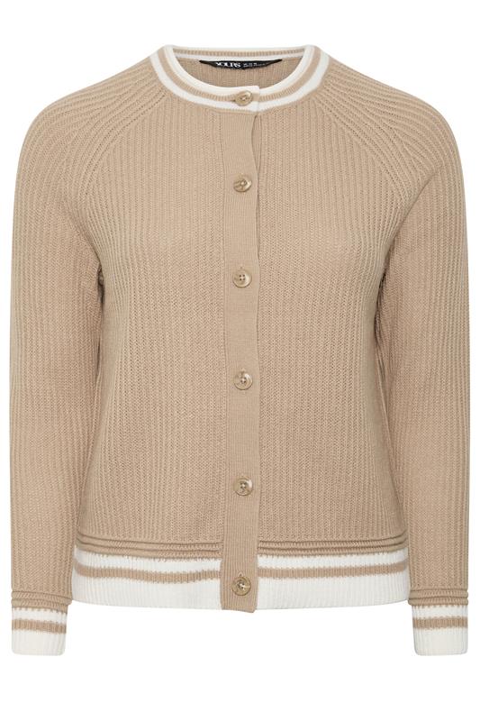 YOURS Plus Size Brown Crew Neck Knitted Cardigan | Yours Clothing 7