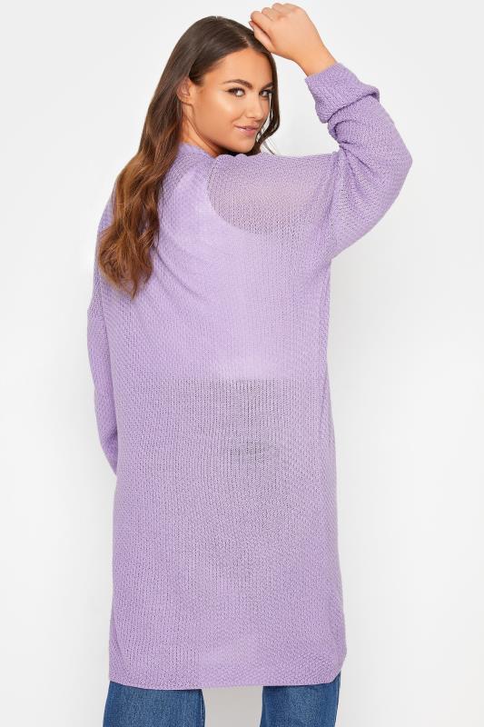 Curve Bright Lilac Purple Knitted Longline Cardigan_C.jpg