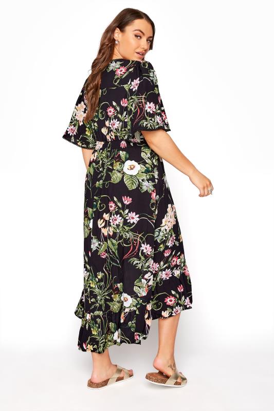 Black Floral Midi Dress | Yours Clothing