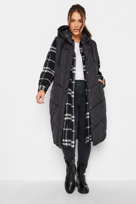YOURS Plus Size Black Check Print Longline Shirt | Yours Clothing 2