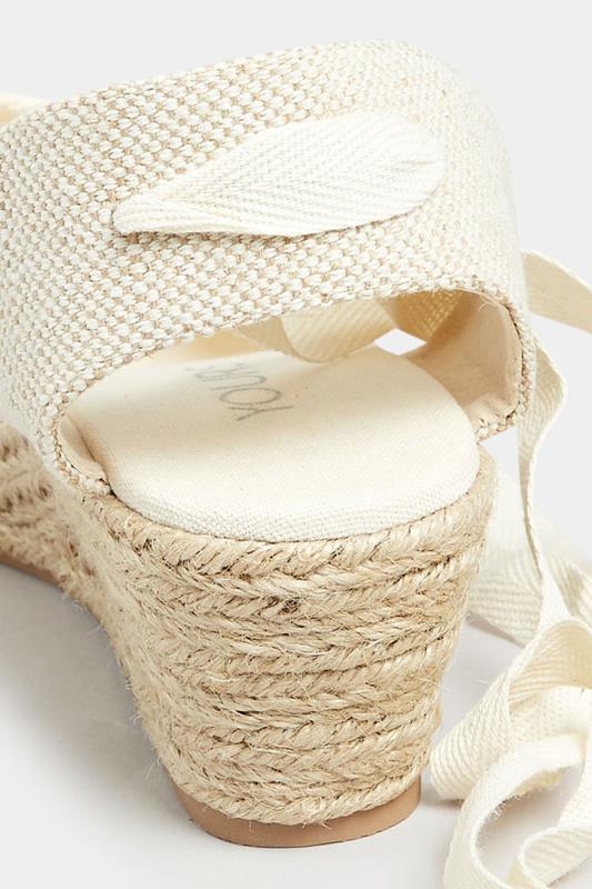 White Crochet Lace Up Espadrille Wedges In Wide E Fit & Extra Wide EEE ...