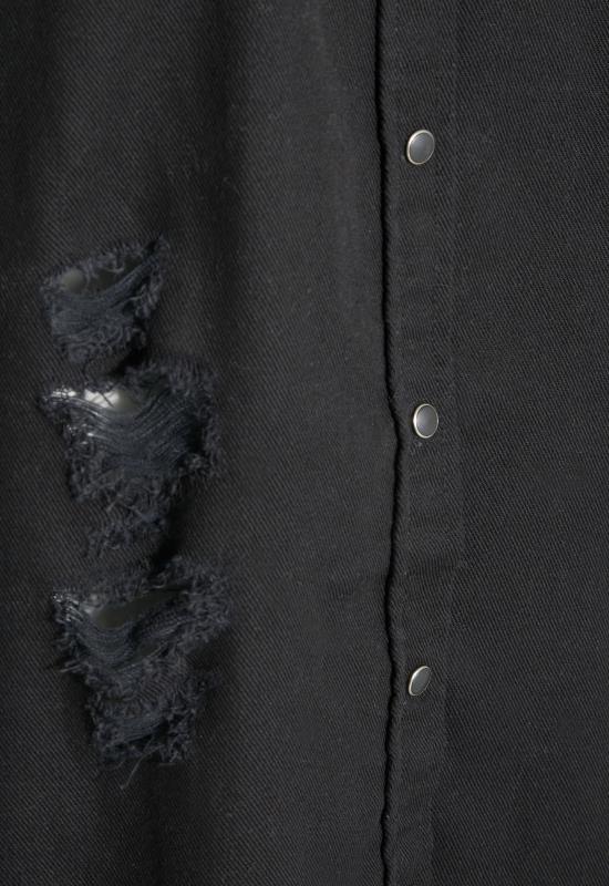 Curve Black Distressed Denim Shirt 4