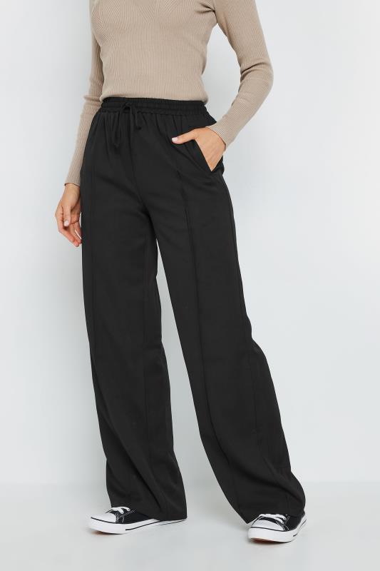 LTS Tall Black Tie Waist Wide Leg Trousers | Long Tall Sally 2