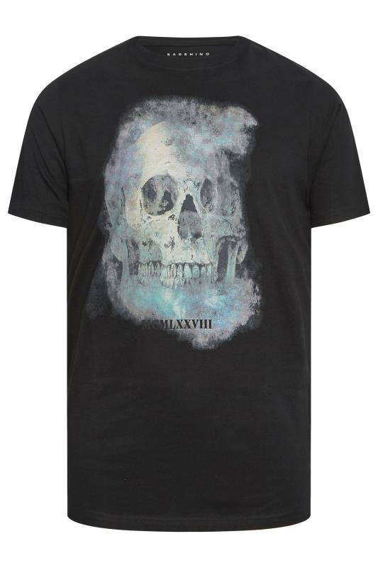 BadRhino Big & Tall Black Blurred Skull Print T-Shirt | BadRhino 4