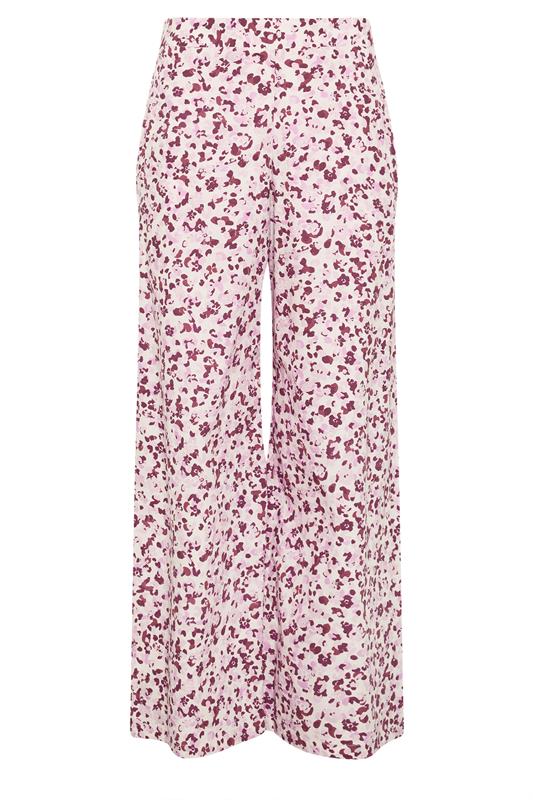 PixieGirl Petite Women's Pink Animal Print Wide Leg Trousers | PixieGirl  5