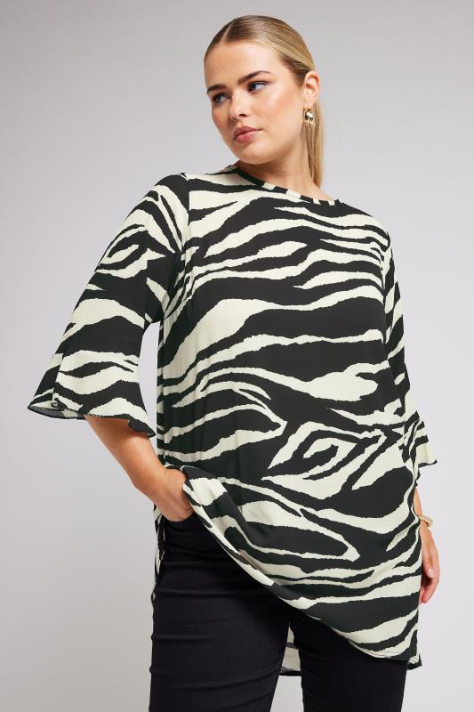 YOURS LONDON Plus Size Black Zebra Print Tunic Top | Yours Clothing 1