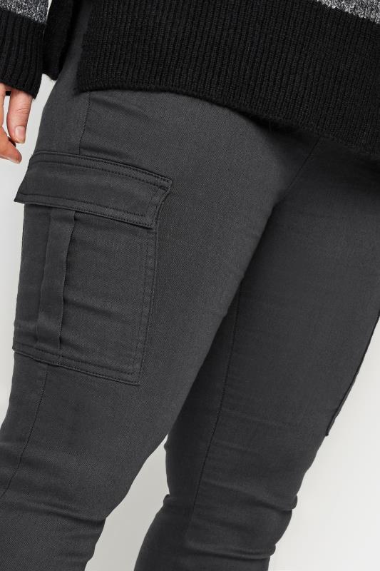 YOURS Plus Size Charcoal Grey Cargo GRACE Jeggings | Yours Clothing 4