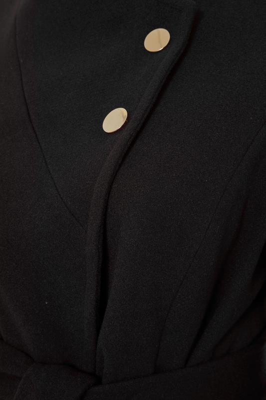Plus Size Black Belted Wrap Coat | Yours Clothing 7
