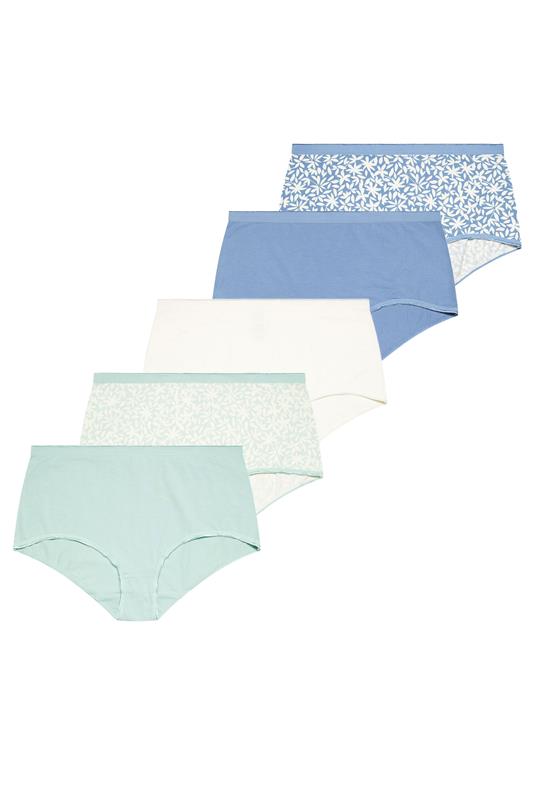  YOURS pack de 5 bragas de cobertura completa con estampado de hojas azules