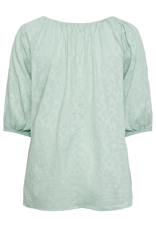 YOURS Plus Size Curve Mint Green Gypsy Textured Top 7